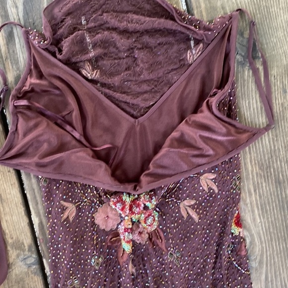 Vintage 90’s 100% Silk Dress Beaded Dress Backless Cowl Silk Slip Dress Floral - Picture 16 of 16